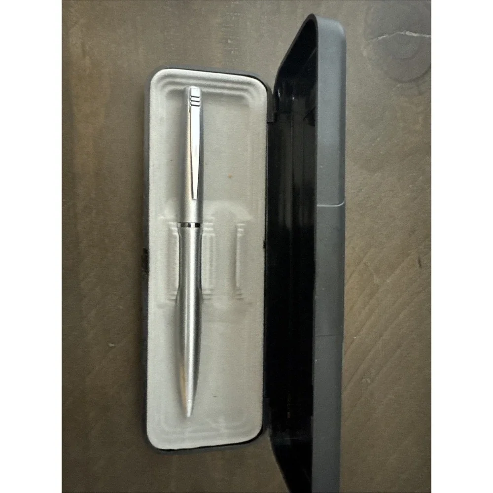 Vintage Michael C.‎ Fina Pen In Case Silver Tone Twist Up Point.